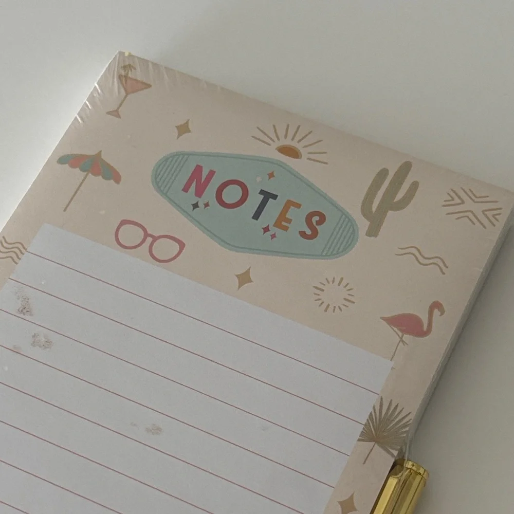 Lady Jayne Tropical Vacation Themed  Magnetic Notepad with 100 Sheets & Gold Pen